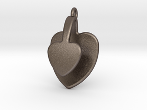 San Valentino Heart Earring in Polished Bronzed Silver Steel