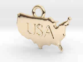 USA Pendant in 14K Yellow Gold