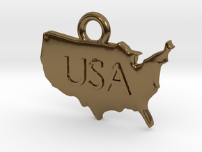 USA Pendant in Polished Bronze