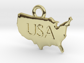 USA Pendant in 18k Gold Plated Brass