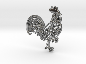 Rooster_Pendant in Fine Detail Polished Silver