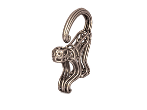 Spider Monkey Wireframe Keychain in Polished Bronzed Silver Steel