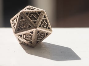 Icosahedron D20 in Polished Bronzed Silver Steel
