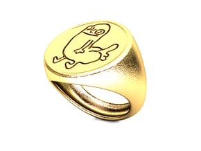 Dickbutt Ring Size 10 For Printing in Polished Gold Steel