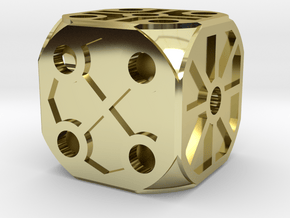 Rustic Die - Large in 18k Gold Plated Brass