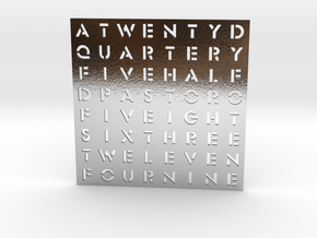 Timesquare Wordclock faceplate (Stencil font) in Polished Silver