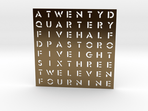 Timesquare Wordclock faceplate (Stencil font) in Polished Bronze