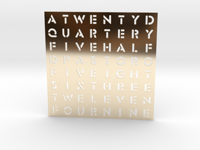 Timesquare Wordclock faceplate (Stencil font) in 14K Yellow Gold