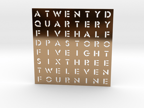 Timesquare Wordclock faceplate (Stencil font) in Polished Brass