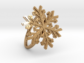 Snowflake Ring 1 d=19mm h21d19 in Polished Brass