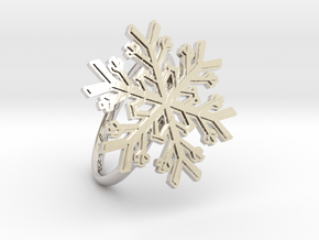 Snowflake Ring 1 d=19mm h21d19 in Rhodium Plated Brass