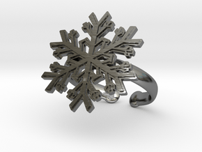 Snowflake Ring 1 d=19.5mm Adjustable h35d195a in Fine Detail Polished Silver