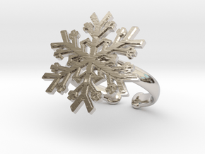 Snowflake Ring 1 d=19.5mm Adjustable h35d195a in Rhodium Plated Brass