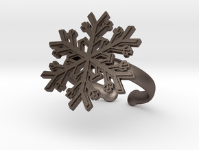 Snowflake Ring 1 d=19.5mm Adjustable h35d195a in Polished Bronzed Silver Steel