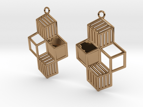Cubic Earrings in Polished Brass
