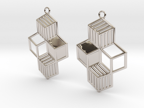 Cubic Earrings in Rhodium Plated Brass