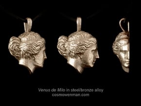 Steel Venus de Milo pendant in Polished Bronzed Silver Steel