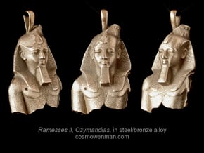 Steel Ramesses II, Ozymandias pendant in Polished Bronzed Silver Steel