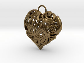 Heart Shaped Pendant in Polished Bronze