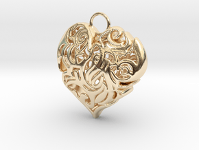 Heart Shaped Pendant in 14k Gold Plated Brass