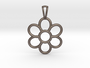 Share Your Smile With Me Sunflower Pendant (Small) in Polished Bronzed Silver Steel