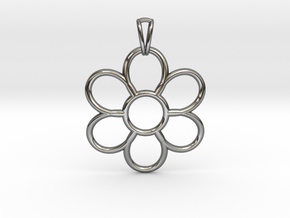 Share Your Smile With Me Sunflower Pendant (Big)  in Fine Detail Polished Silver