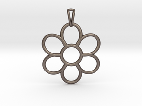 Share Your Smile With Me Sunflower Pendant (Big)  in Polished Bronzed Silver Steel