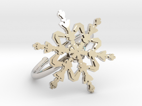 Snowflake Ring 2 d=19.5mm Adjustable h21d195a in Rhodium Plated Brass