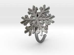 Snowflake Ring 1 d=19.5mm Adjustable h21d195a in Fine Detail Polished Silver