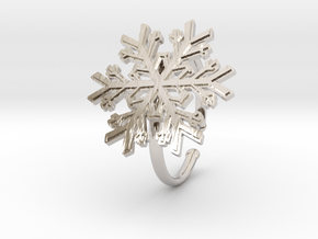 Snowflake Ring 1 d=19.5mm Adjustable h21d195a in Rhodium Plated Brass