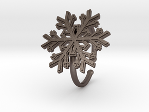 Snowflake Ring 1 d=19.5mm Adjustable h21d195a in Polished Bronzed Silver Steel