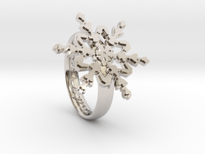 Snowflake Ring 2 d=16.5mm h35d165 in Rhodium Plated Brass