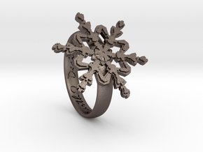 Snowflake Ring 2 d=16.5mm h35d165 in Polished Bronzed Silver Steel