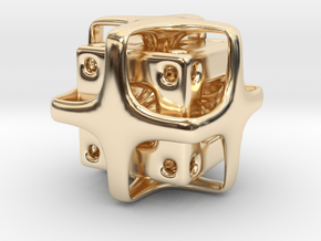 Holed Cube in 14k Gold Plated Brass