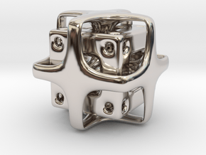 Holed Cube in Rhodium Plated Brass