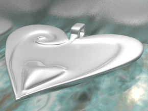 Pendant Heart Swirl Pattern 001 FM - MCDStudios in Fine Detail Polished Silver