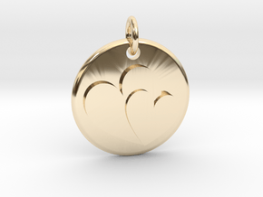 Two hearts pendant in 14K Yellow Gold