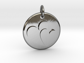 Two hearts pendant in Fine Detail Polished Silver