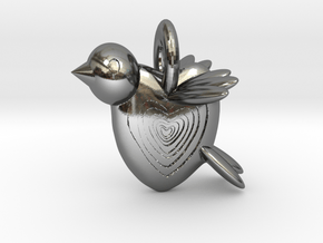 Valentine Bird in Fine Detail Polished Silver