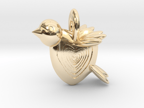 Valentine Bird in 14k Gold Plated Brass