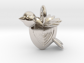 Valentine Bird in Rhodium Plated Brass