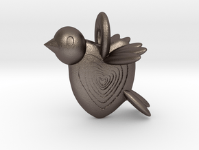 Valentine Bird in Polished Bronzed Silver Steel