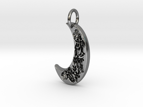Floral moon  in Fine Detail Polished Silver