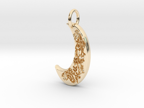 Floral moon  in 14k Gold Plated Brass