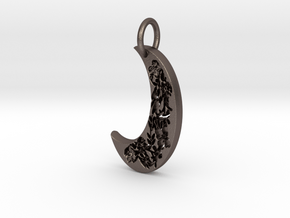 Floral moon  in Polished Bronzed Silver Steel