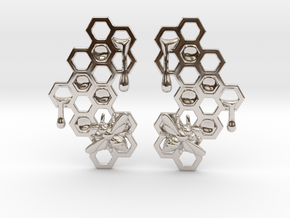 Honey Comb Earring Set in Rhodium Plated Brass