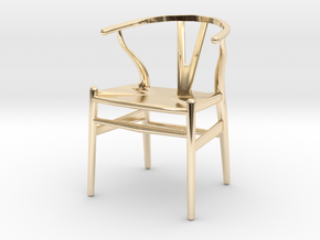 Wishbone style chair 1/12 scale  in 14k Gold Plated Brass