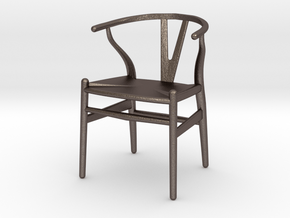 Wishbone style chair 1/12 scale  in Polished Bronzed Silver Steel
