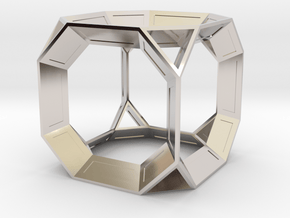 Truncated Cube in Rhodium Plated Brass