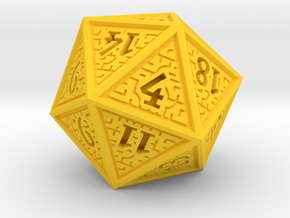 Hedron D20 (Solid), balanced gaming die in Yellow Processed Versatile Plastic